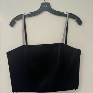 Worn once Alice and Olivia Black Women's Top with Rhinestone Straps